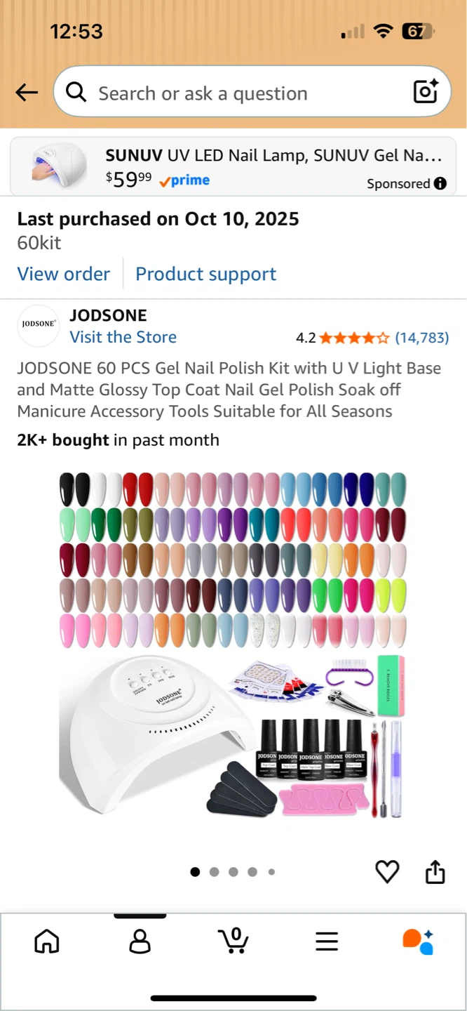 JODSONE 60 PCS Gel Nail Polish Kit with UV Light - photo 2