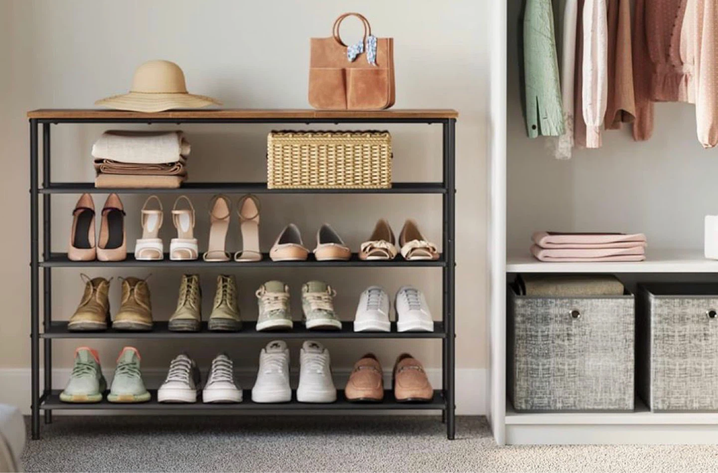 5-Tier Shoe Rack Organizer with Wood Top - photo 3