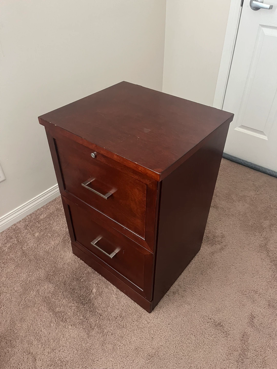Dark Wood 2-Drawer Filing Cabinet