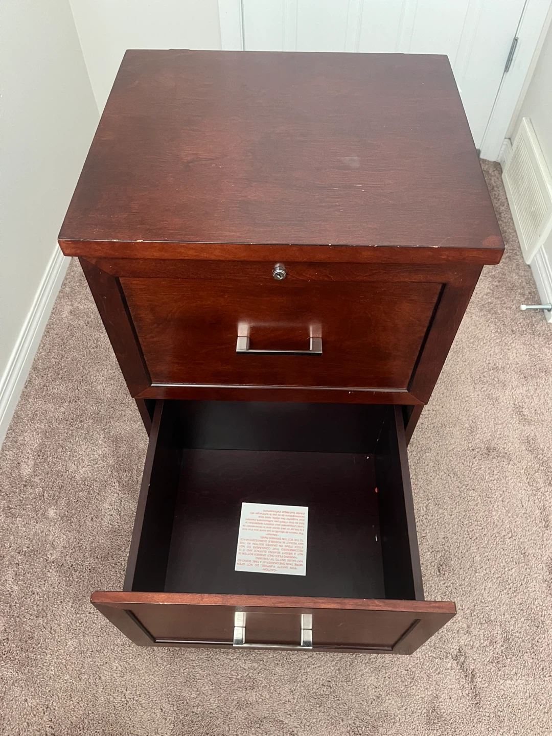 Dark Wood 2-Drawer Filing Cabinet - photo 3