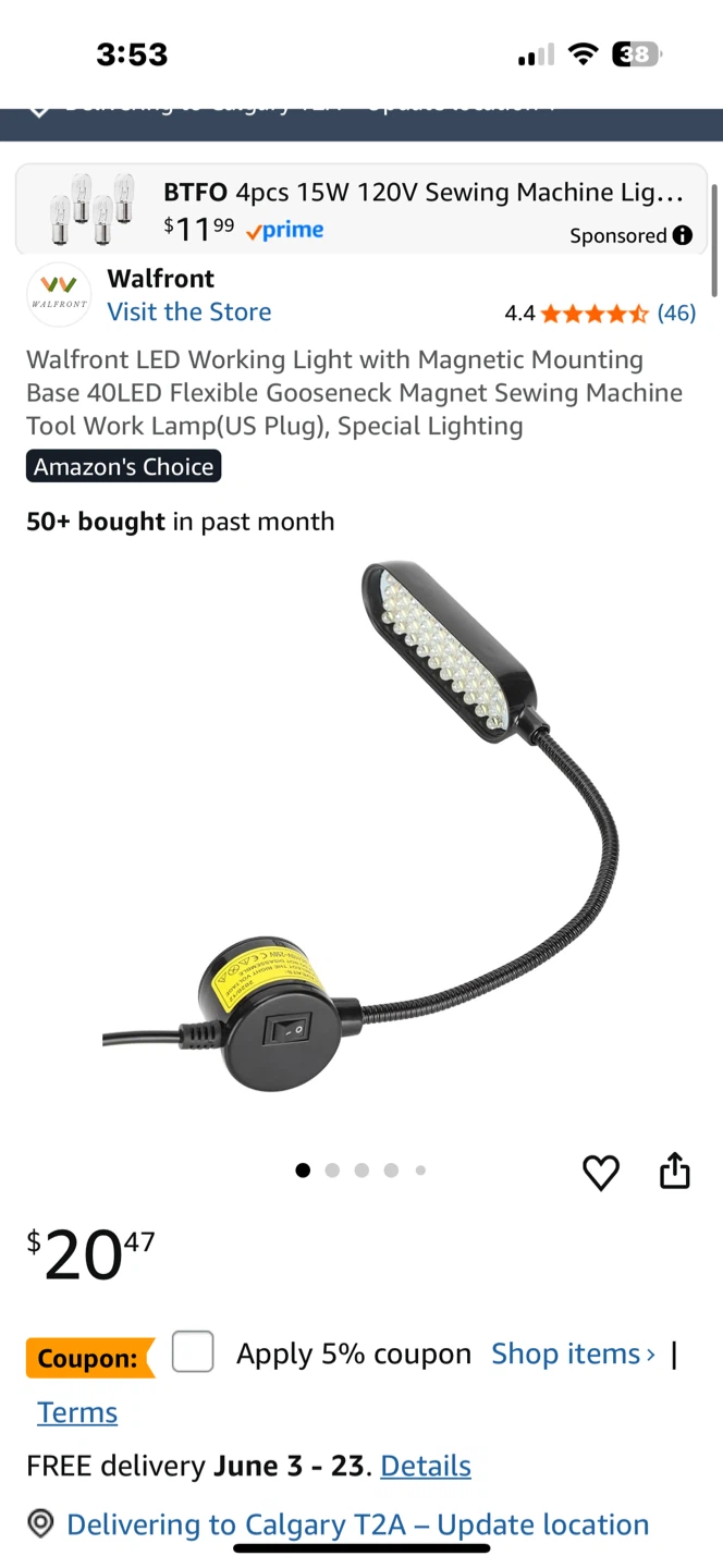 Walfront LED Sewing Machine Light with Magnetic Base