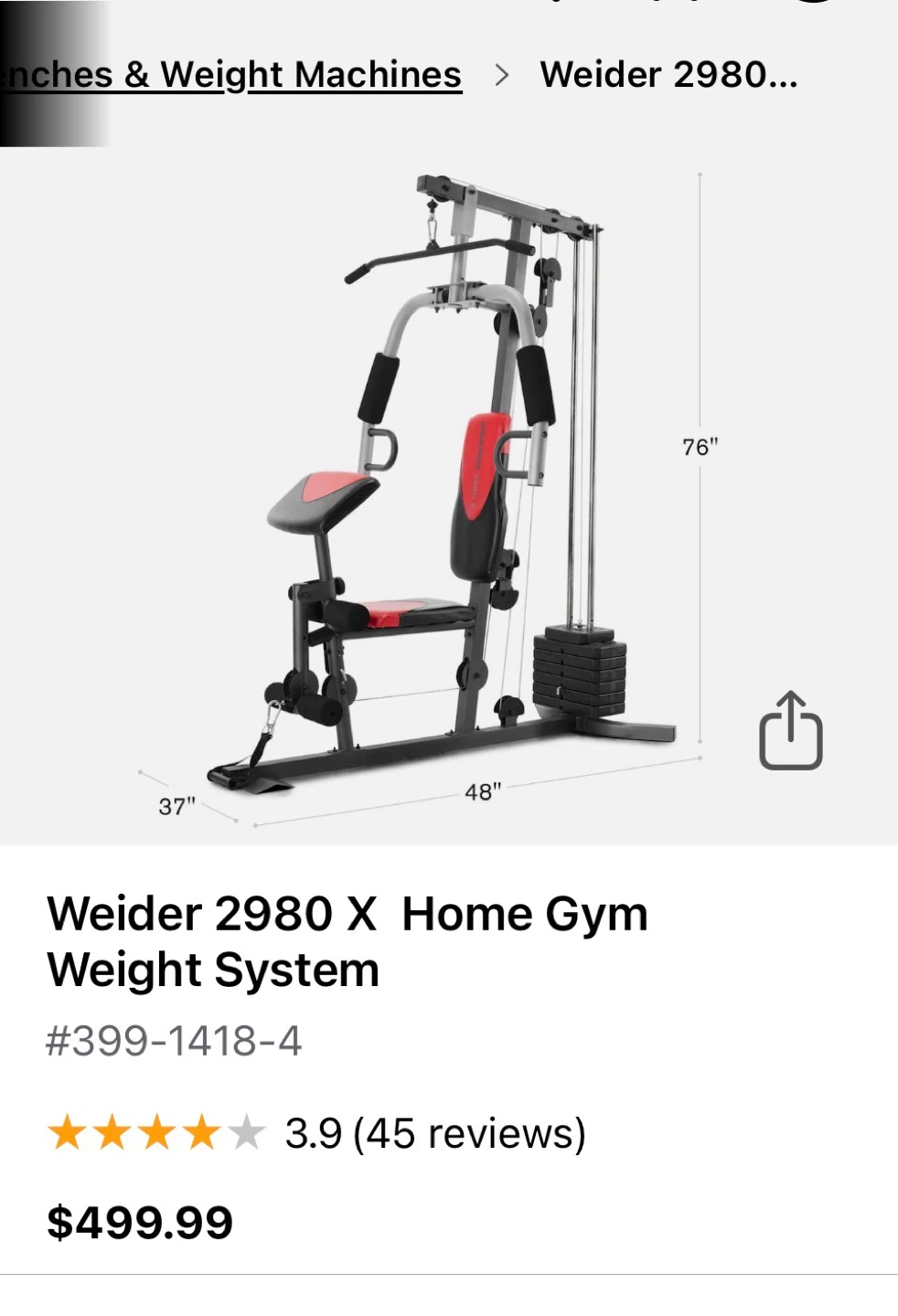 Weider Home Gym Machine - photo 3