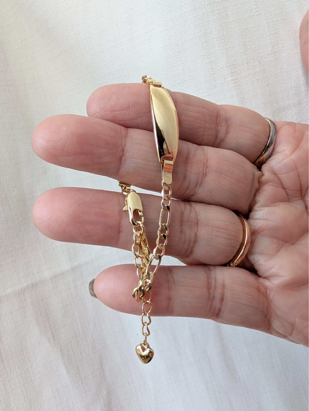 14k gold laminated id Bracelet with Heart Charm