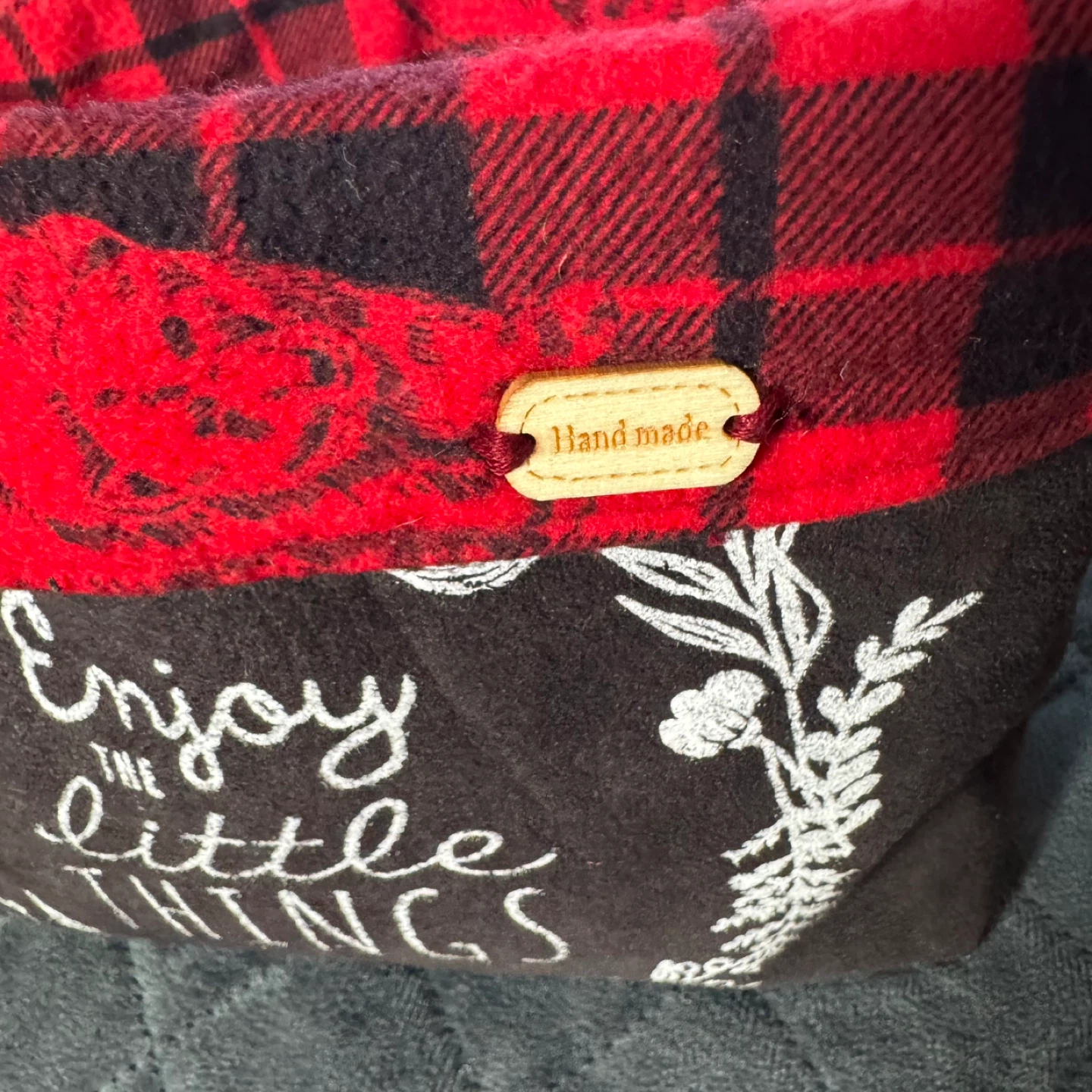Handmade Storage Basket black & red "Enjoy the little things" - photo 2