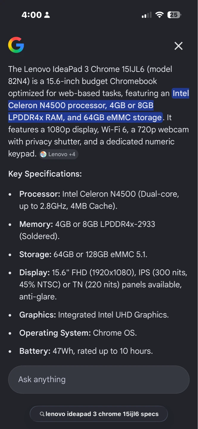 Lenovo IdeaPad 3 Chrome 15IJL6 Laptop - photo 2