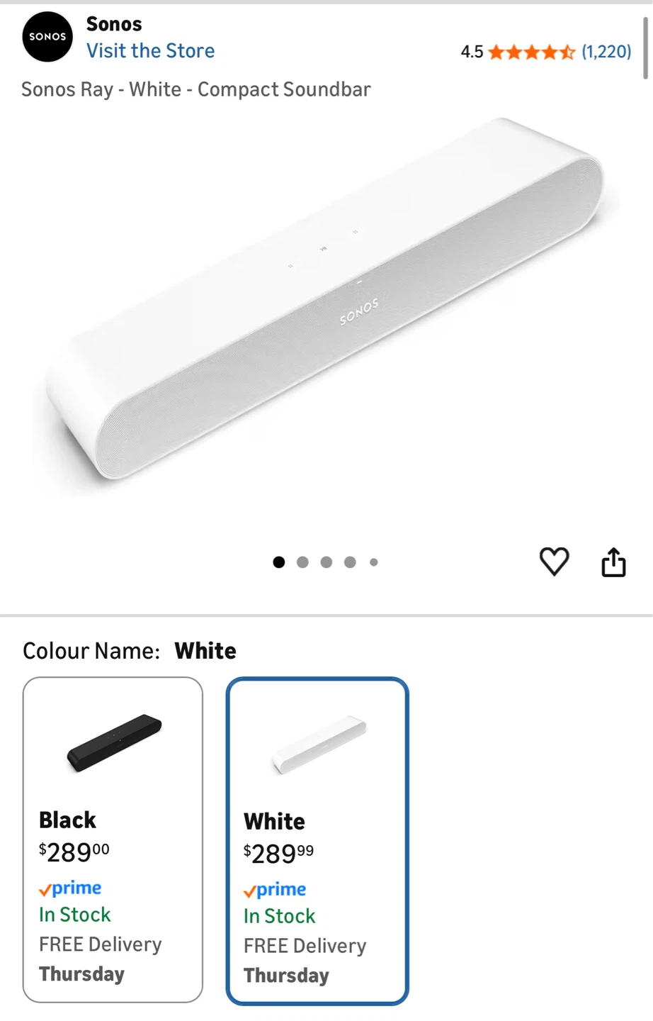 Brand New Sonos Ray Compact Soundbar
