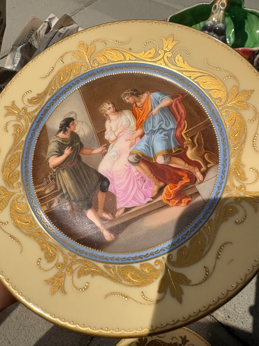 Royal Vienna style gold trim cabinet plates.