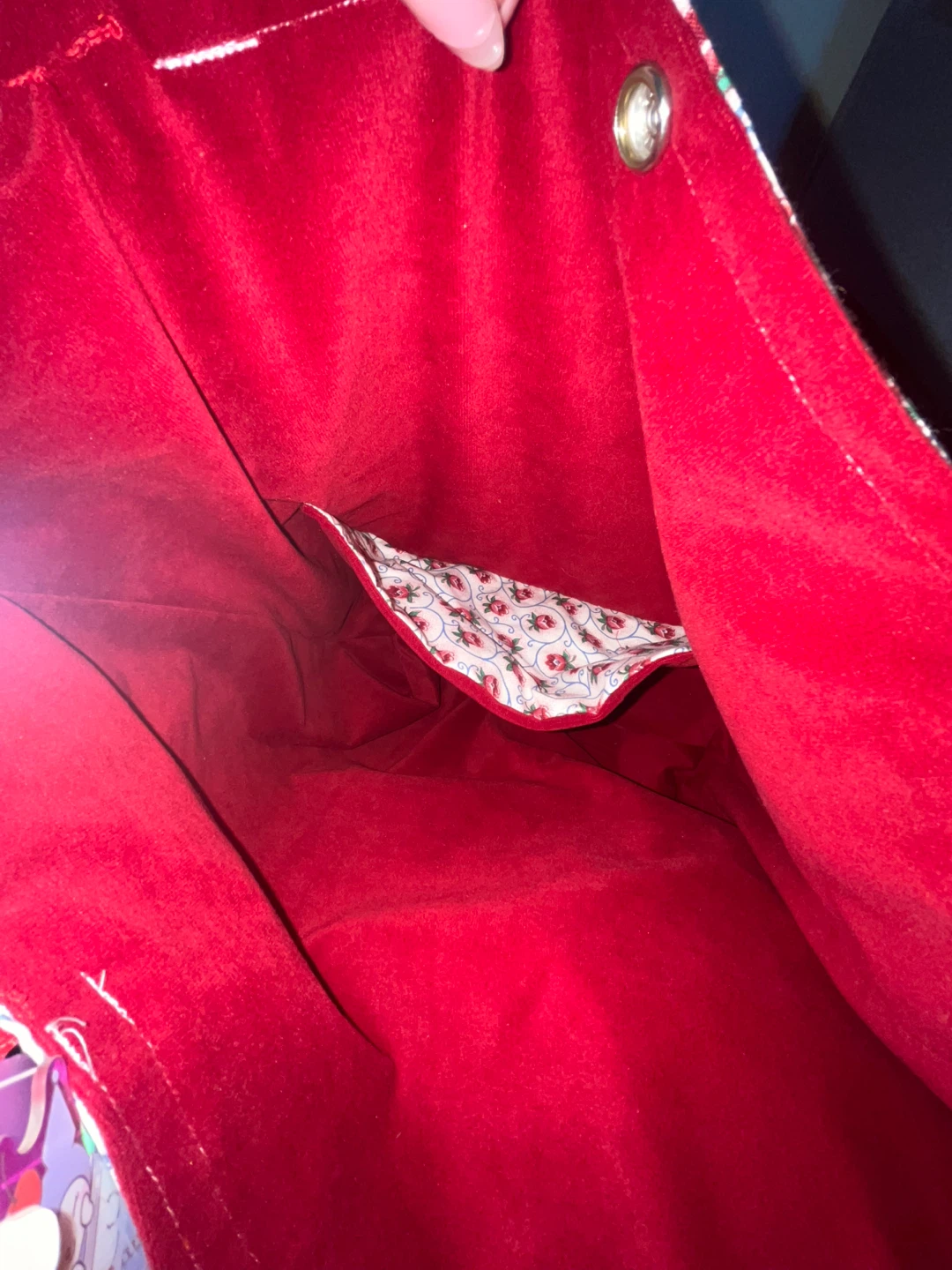 Floral Tote Bag with Red Straps - photo 2