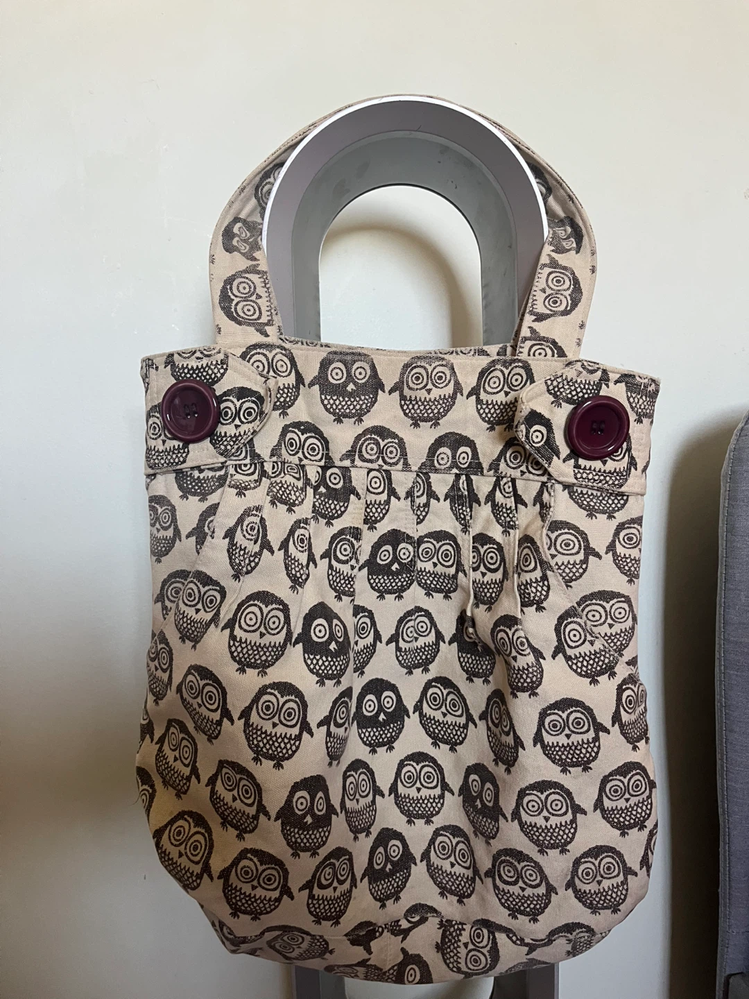 Owl Print Fabric Handbag