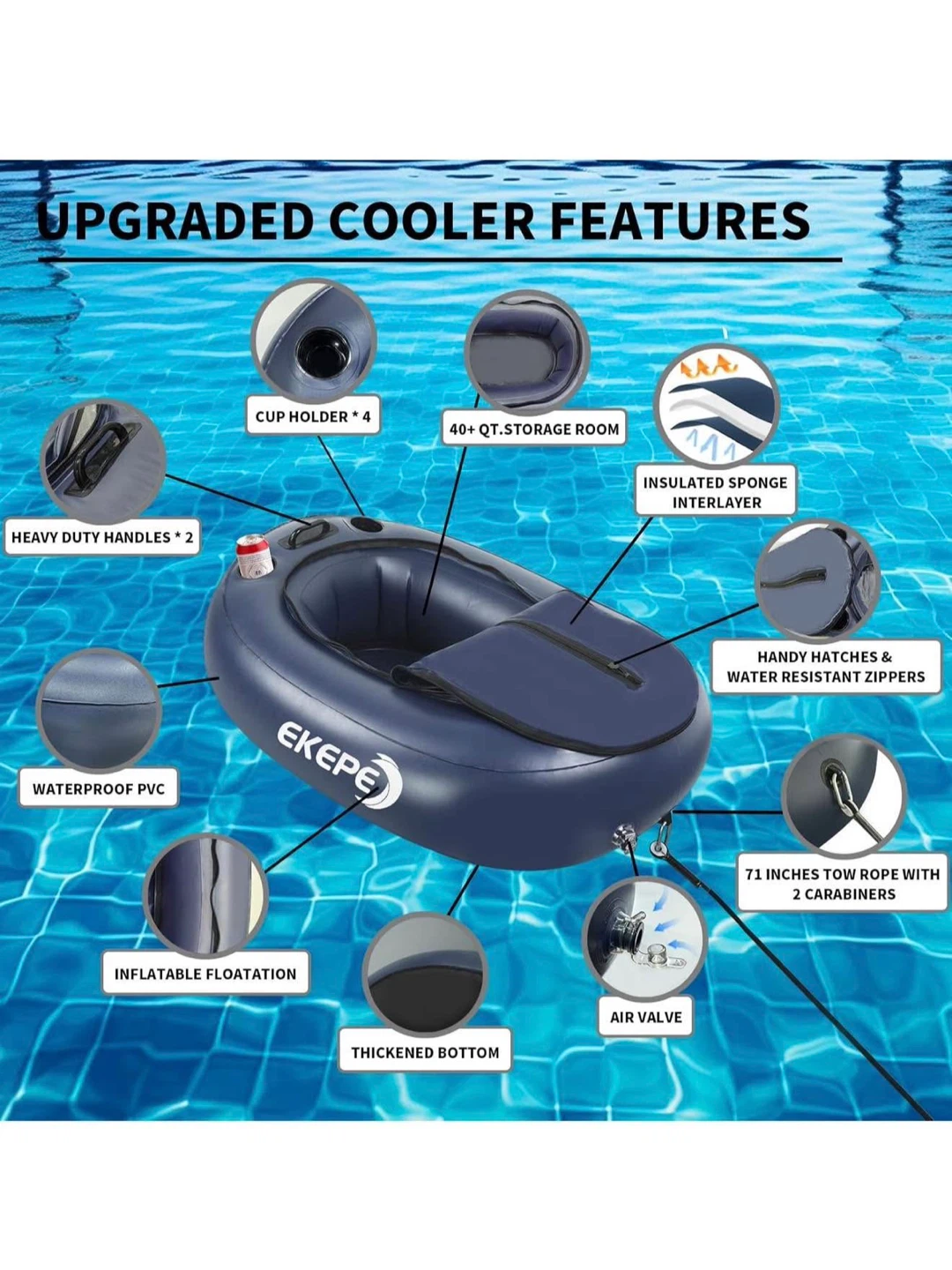 EKEPE Inflatable Kayak Floating Cooler - 43.3 Inch - photo 4
