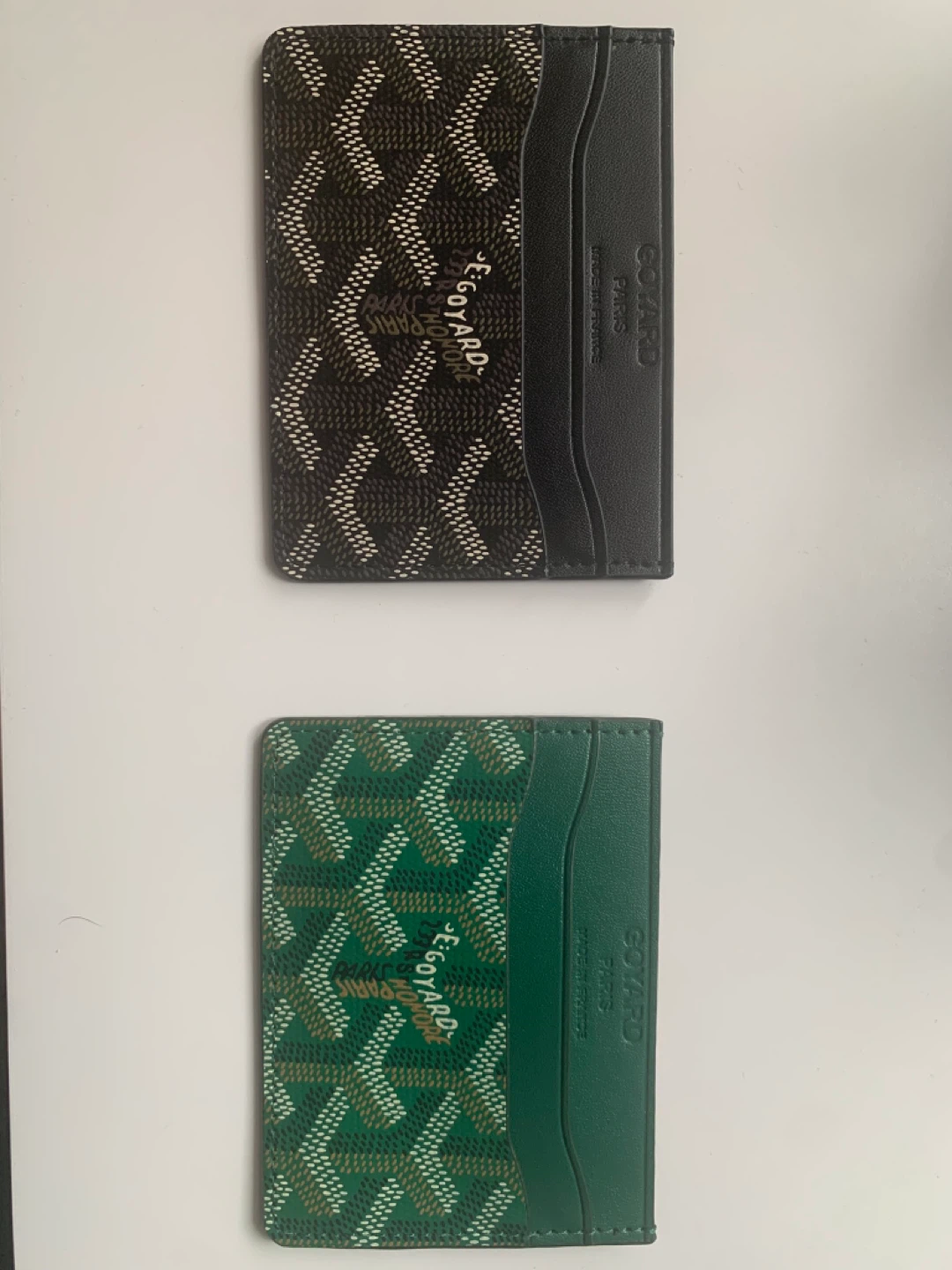 (30) Goyard Card Holder - Black and Green