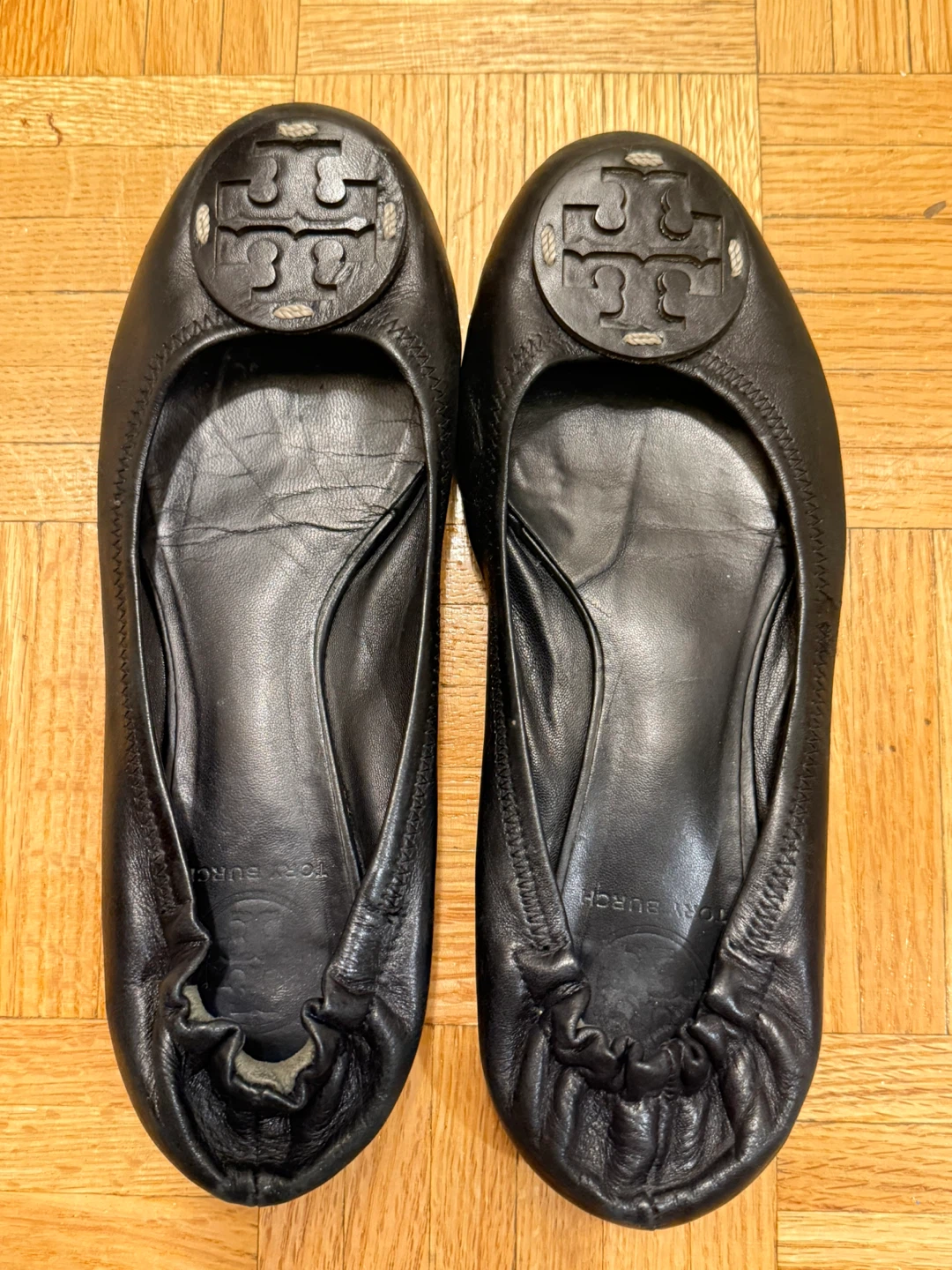 Tory Burch Black Leather Ballet Flats