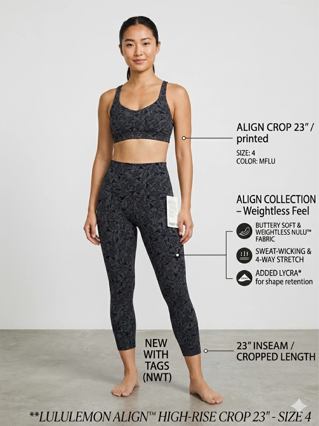 Lululemon Align High-Rise Crop 23" Printed Leggings Size 4