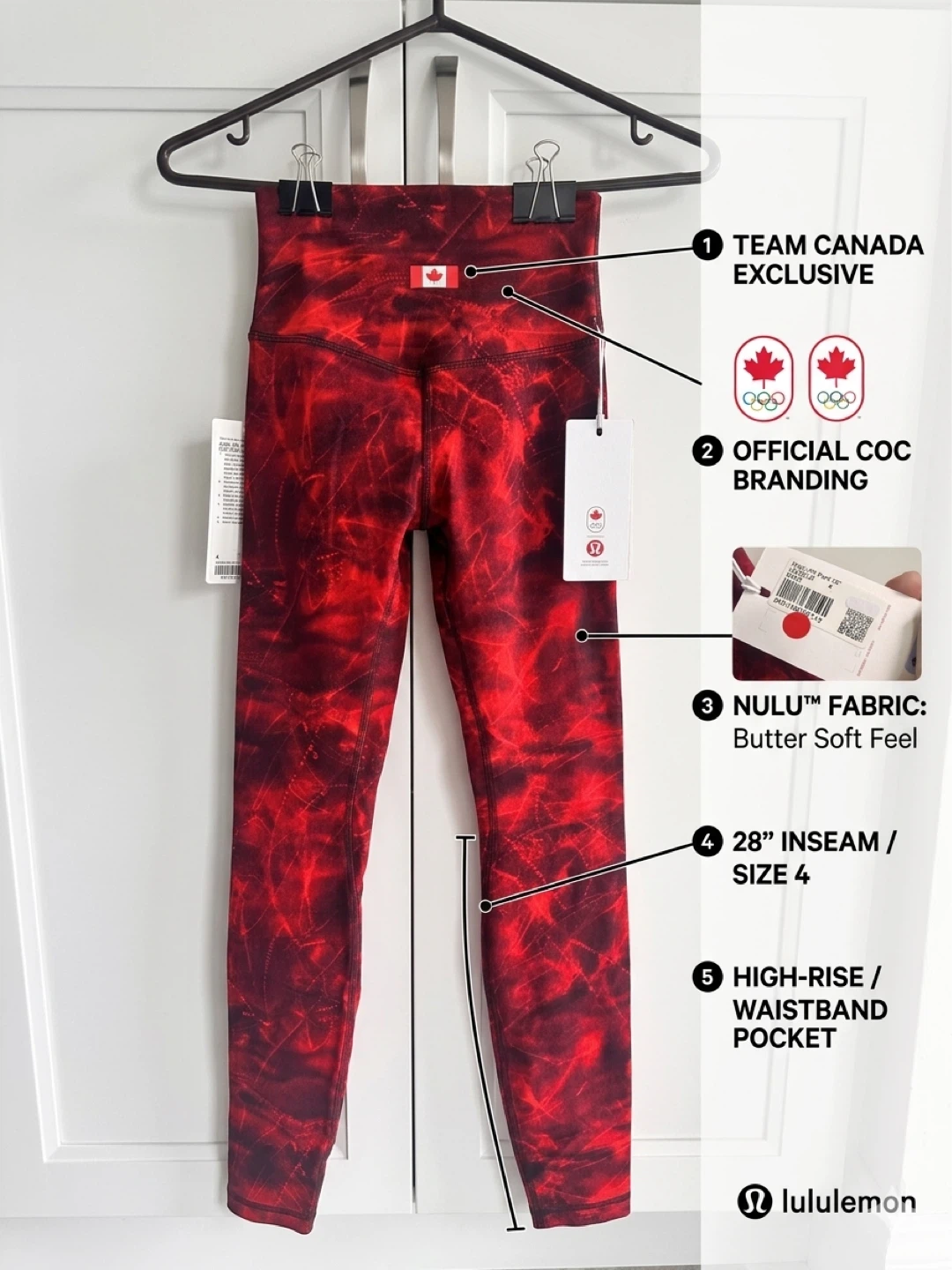 Lululemon Team Canada Nulu High-Rise Leggings Size 4 - photo 2