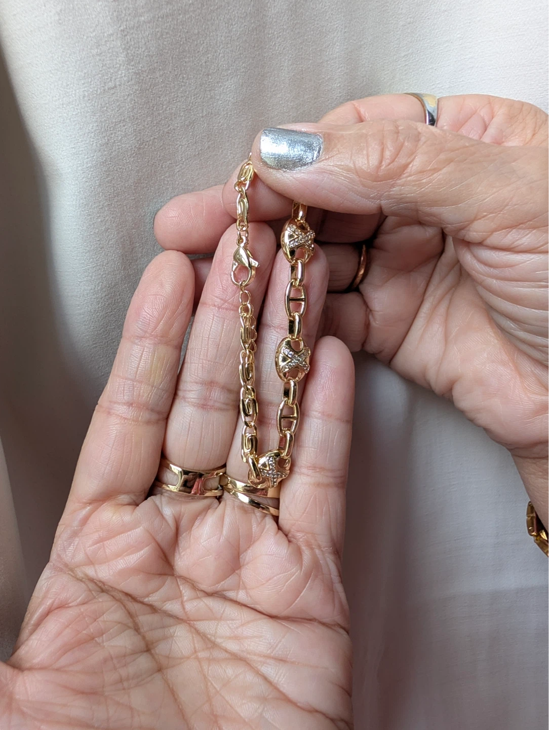 14k Gold laminated Bracelet with Stones - photo 2
