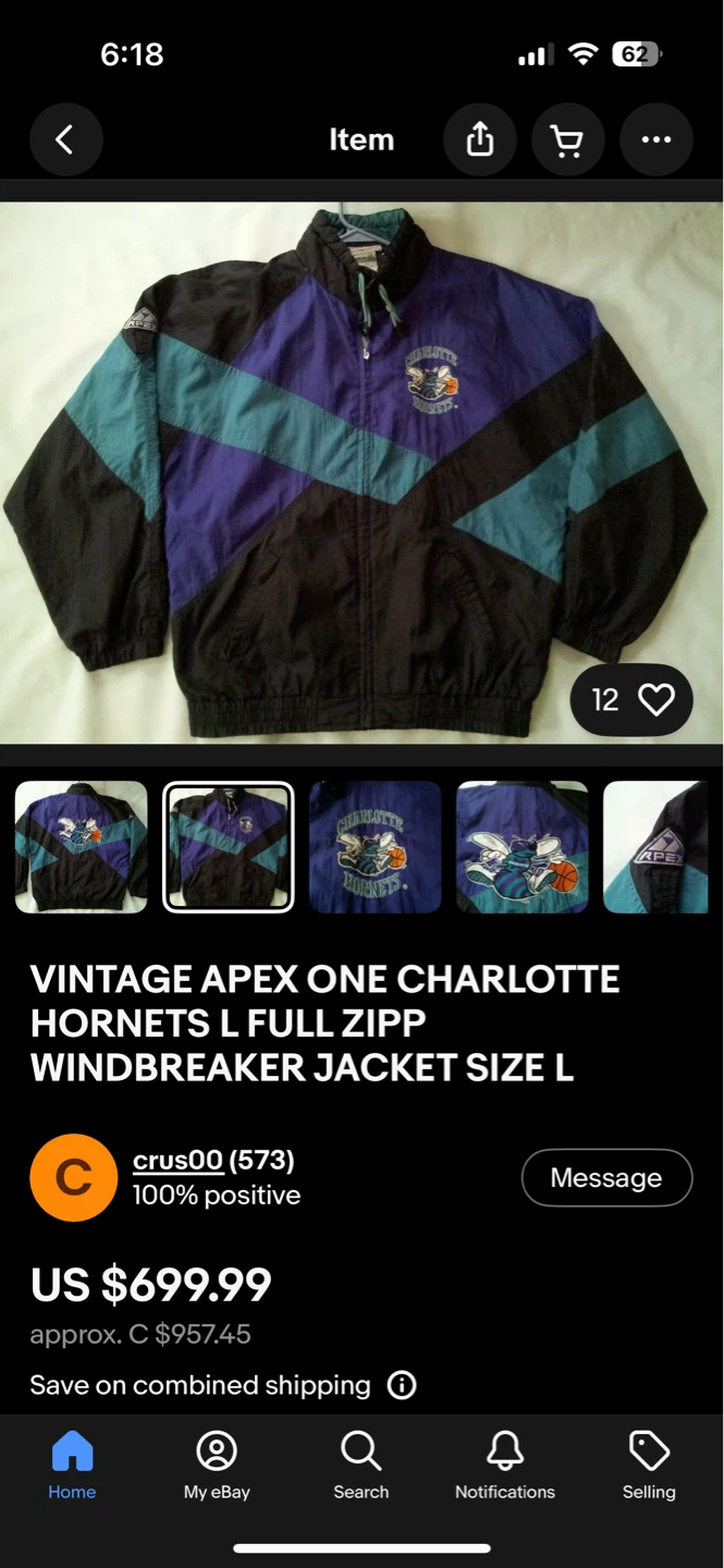Vintage Apex One Charlotte Hornets Windbreaker Jacket Size L - photo 3