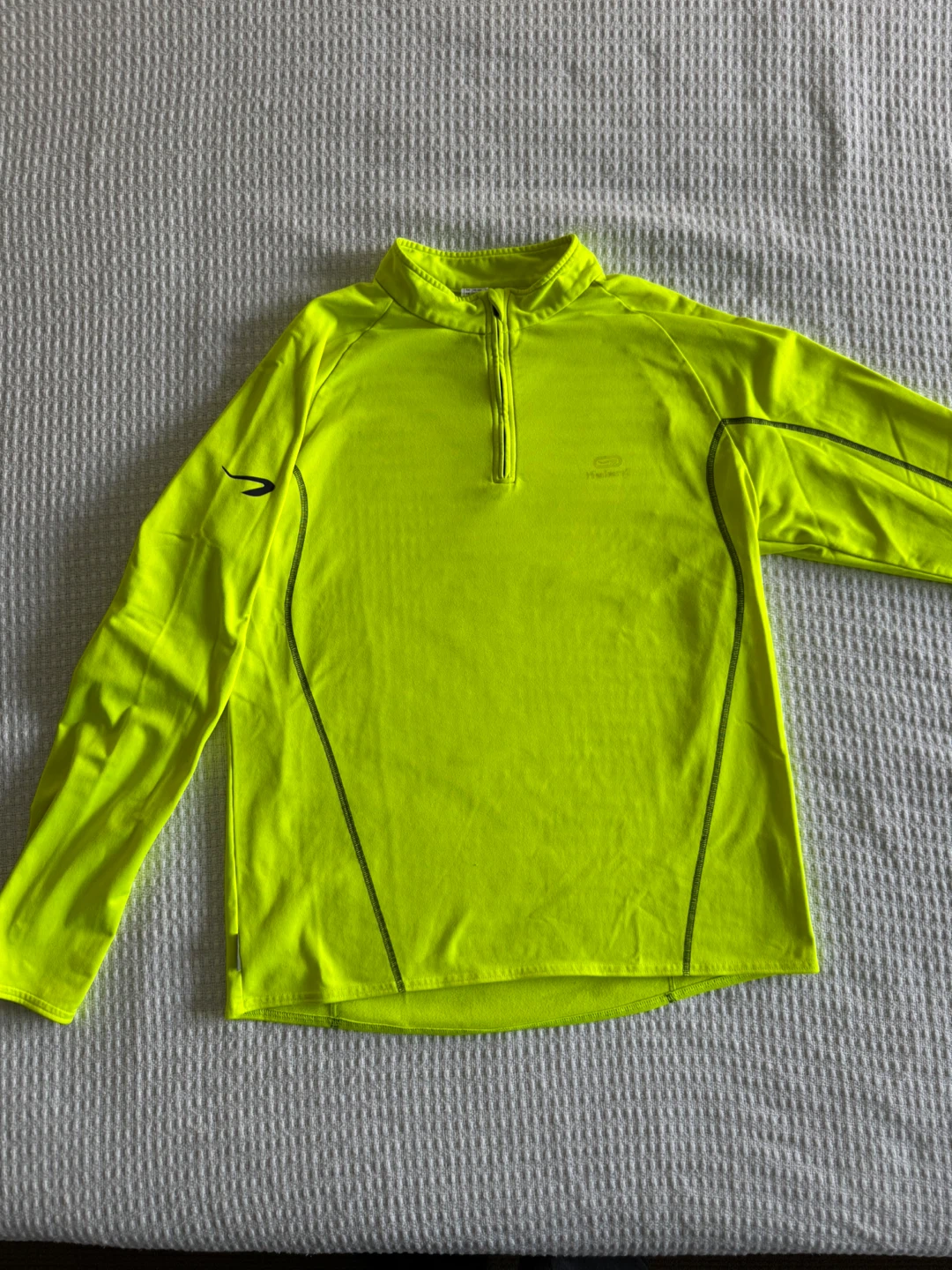 DECATHLON Long Sleeve Zip-Up Athletic Top - Neon Yellow - Medium