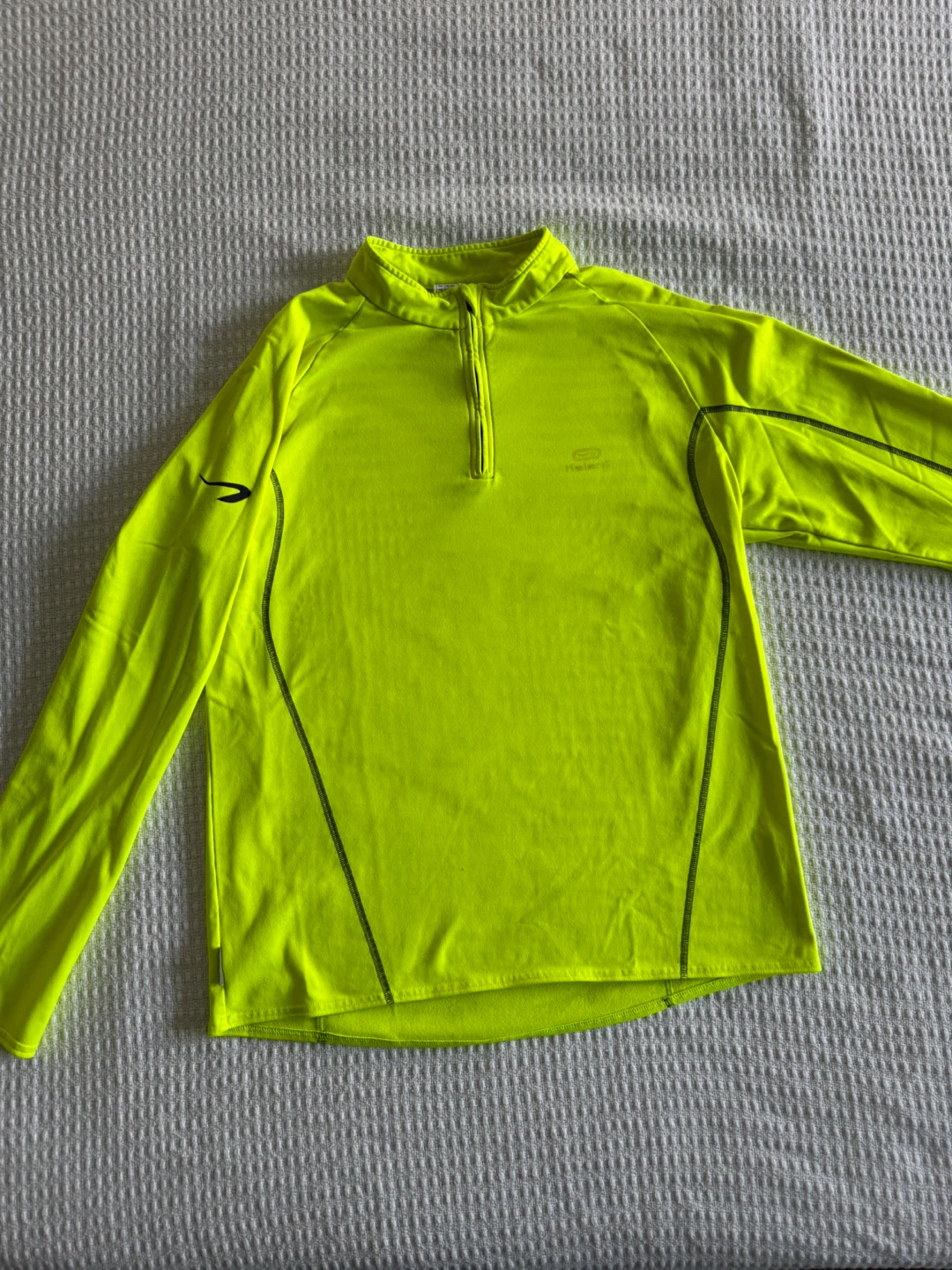 DECATHLON Long Sleeve Zip-Up Athletic Top - Neon Yellow - Medium - photo 2