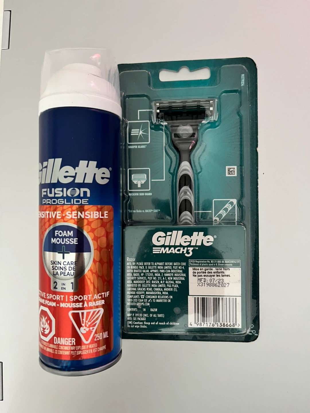 Gillette Fusion Proglide Sensitive Shave Foam & Mach 3 Razor