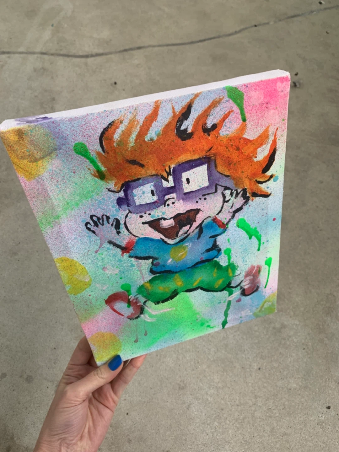 Rugrats Chuckie Hand-painted Canvas Art 10”x8” - photo 3