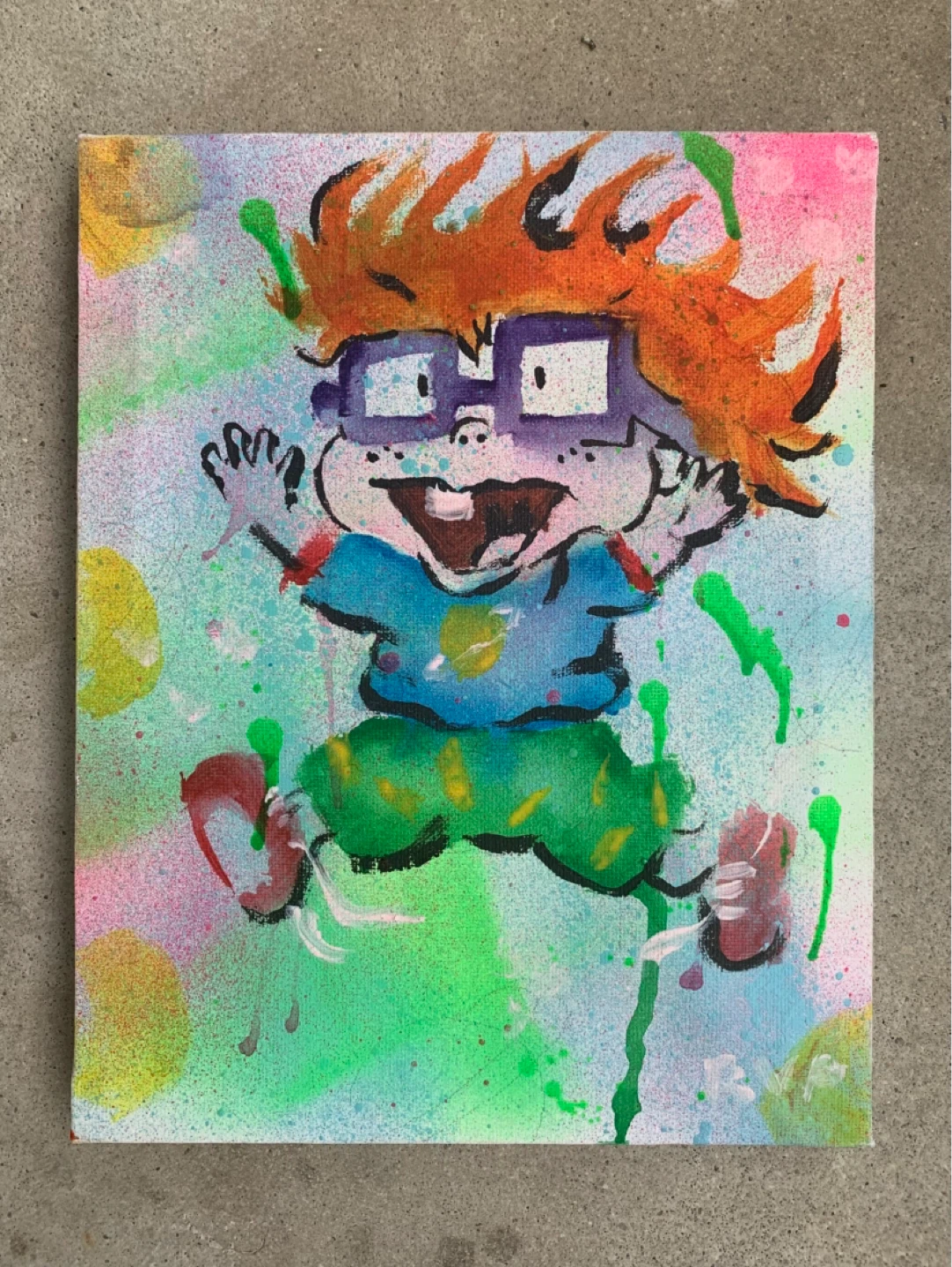 Rugrats Chuckie Hand-painted Canvas Art 10”x8”