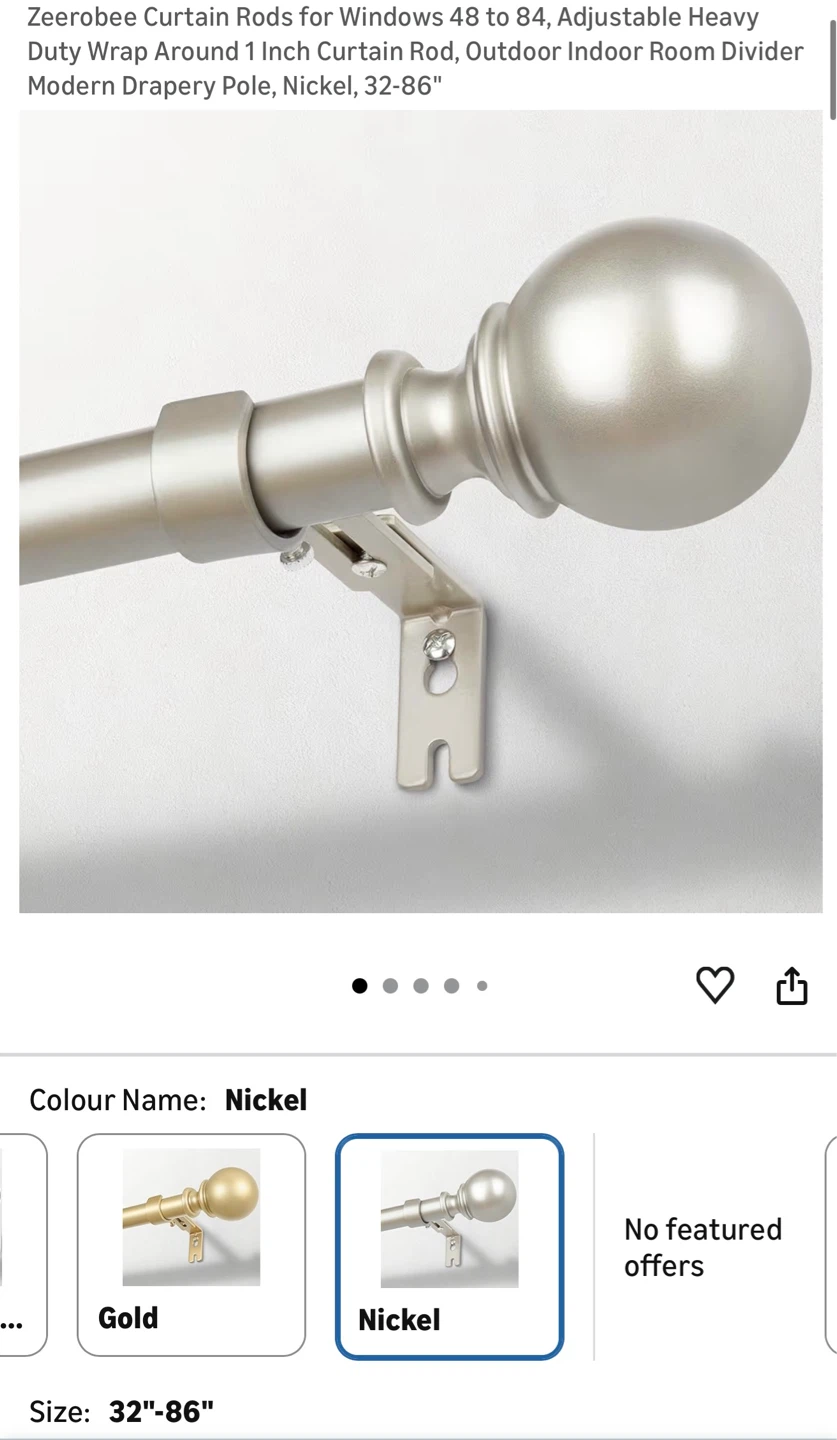 Adjustable Curtain Rod - Nickel, 32"-86" C86 - photo 2