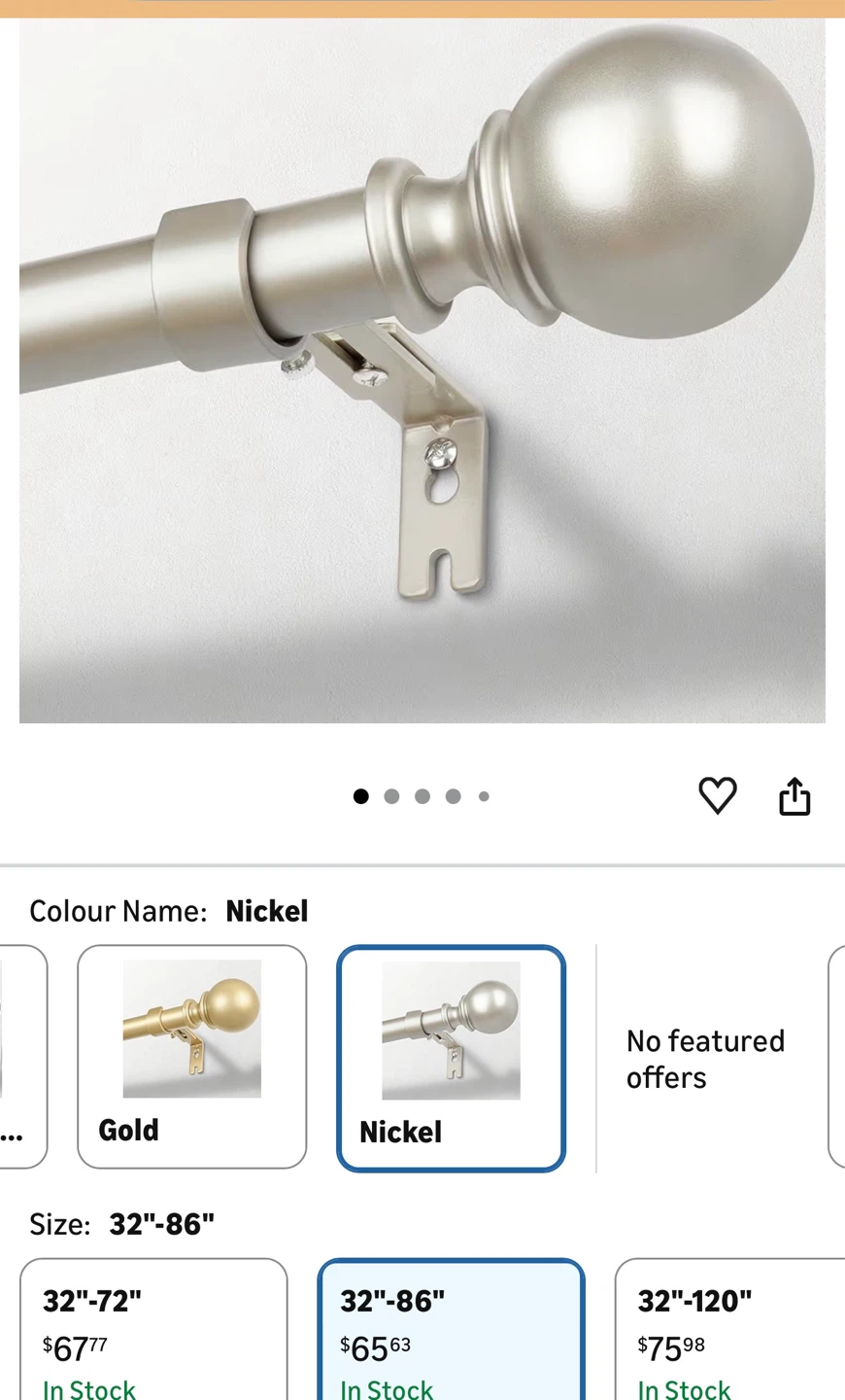 Adjustable Curtain Rod - Nickel, 32"-86" C86