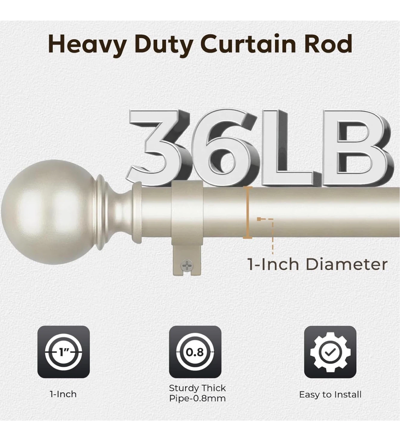 Adjustable Curtain Rod - Nickel, 32"-86" C86 - photo 5