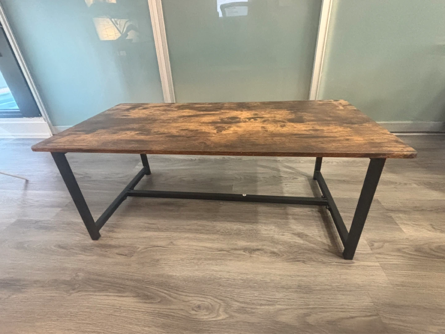NEED GONE: Rustic Wood Coffee Table with Black Metal Legs - photo 2