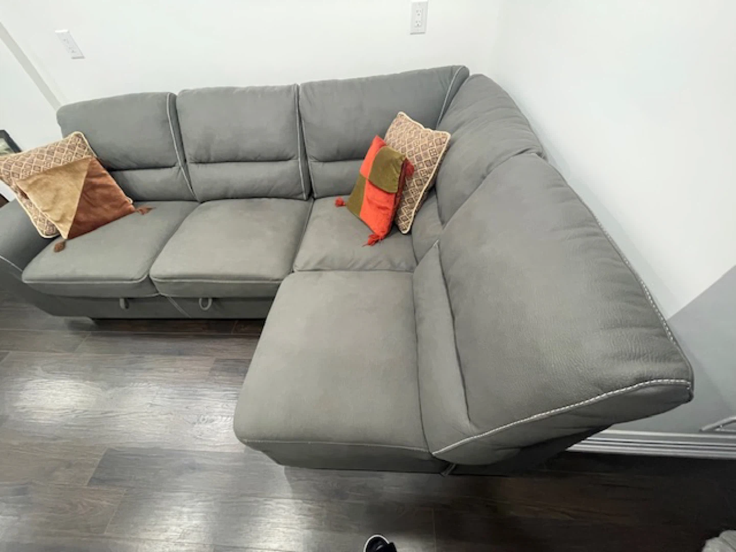 Dark Grey Elephant Skin Sectional Sofa - photo 3