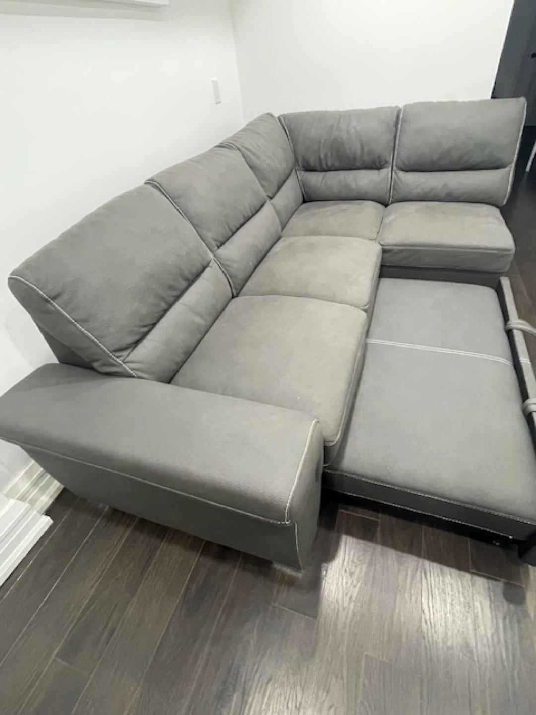 Dark Grey Elephant Skin Sectional Sofa - photo 5