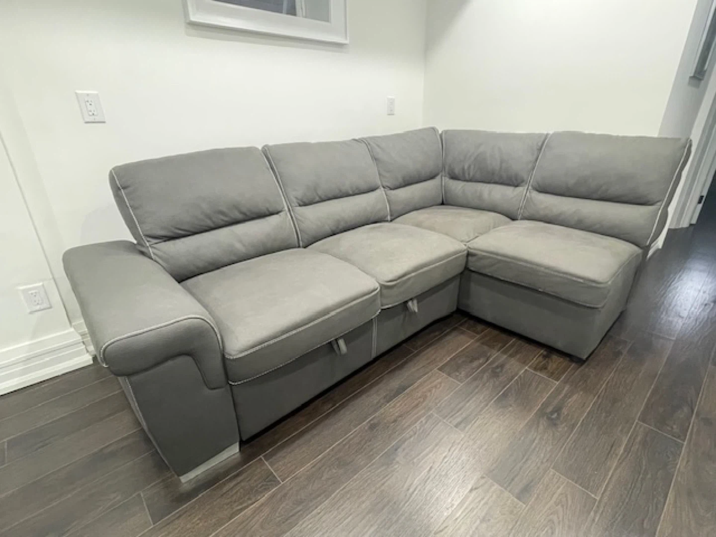 Dark Grey Elephant Skin Sectional Sofa
