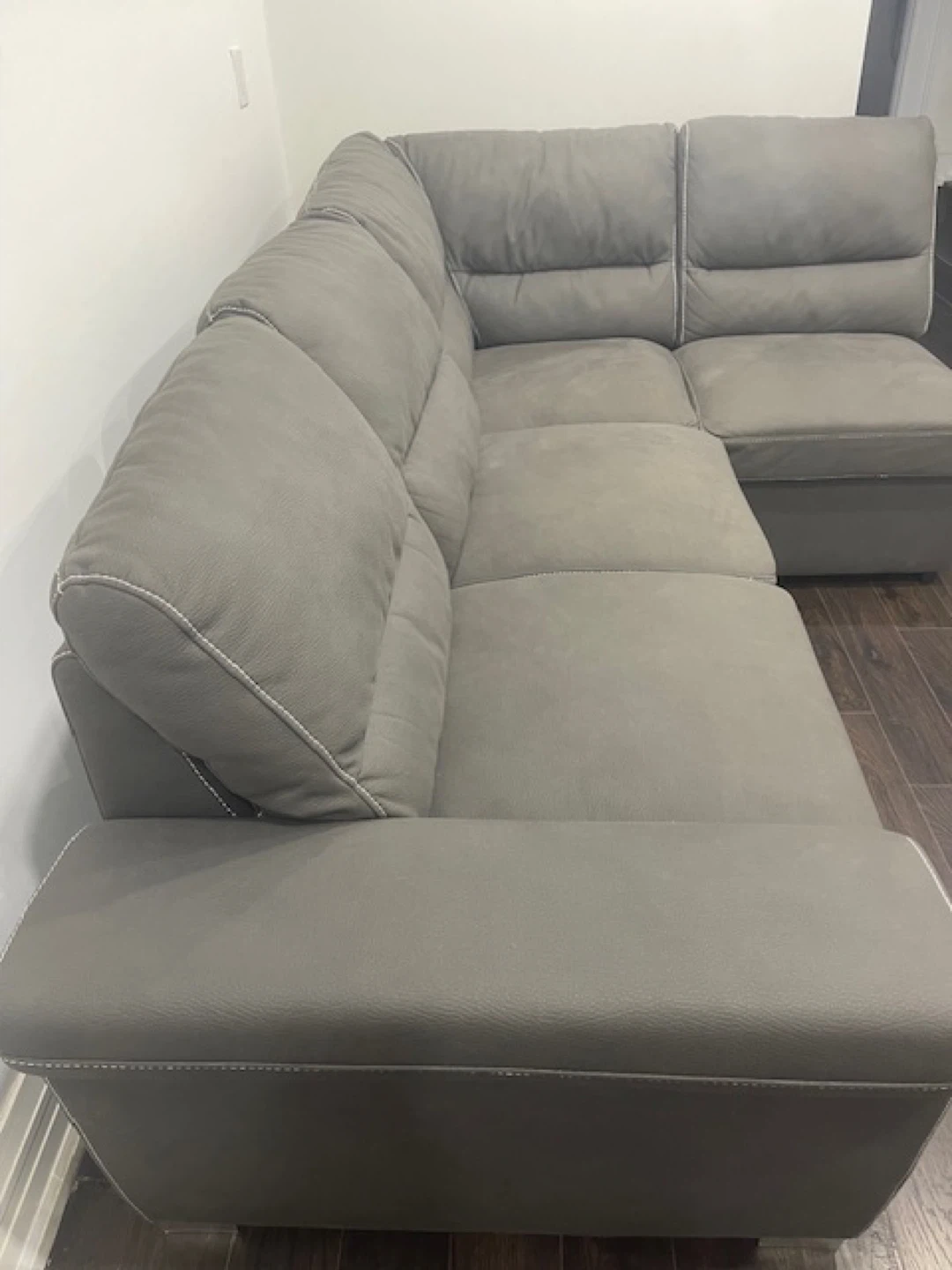 Dark Grey Elephant Skin Sectional Sofa - photo 2