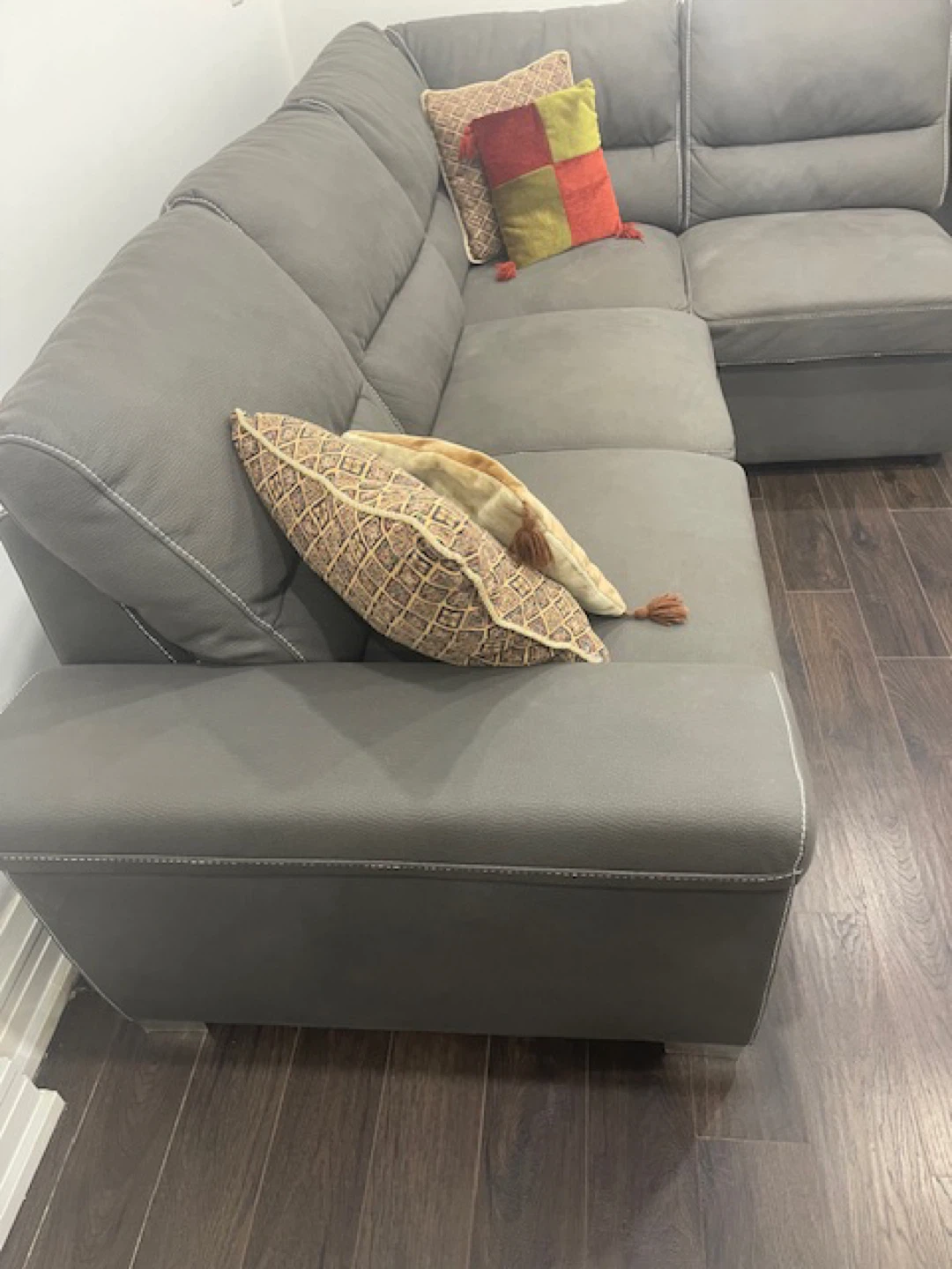 Dark Grey Elephant Skin Sectional Sofa - photo 4