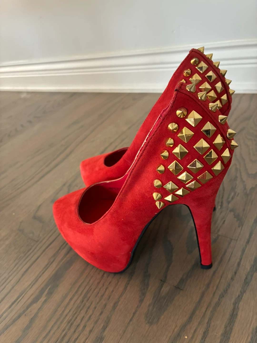SHOESONE Red Suede Studded Heels - Size 37 - photo 2