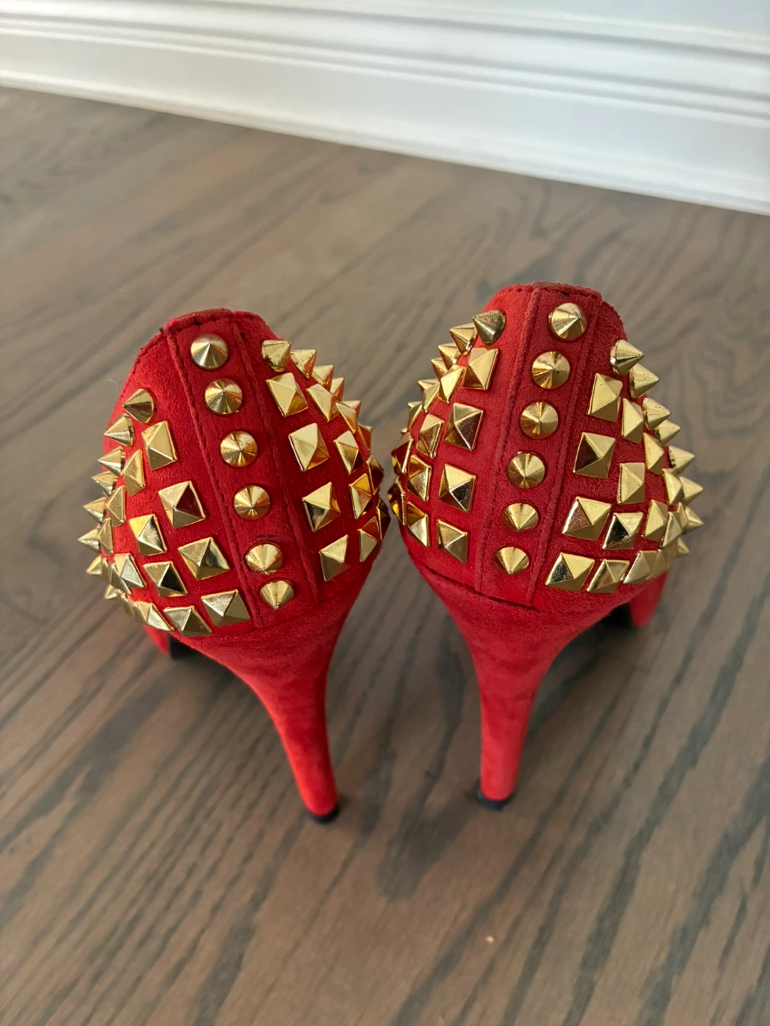 SHOESONE Red Suede Studded Heels - Size 37 - photo 3