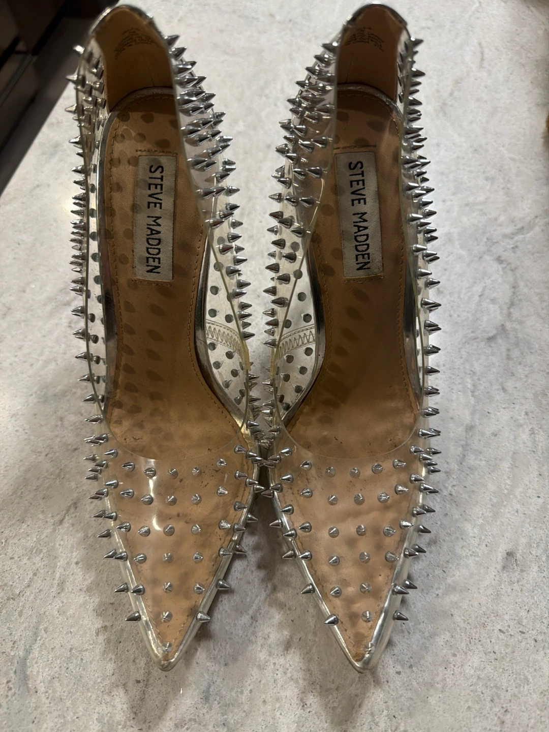 Steve Madden Studded Clear Stiletto Heels