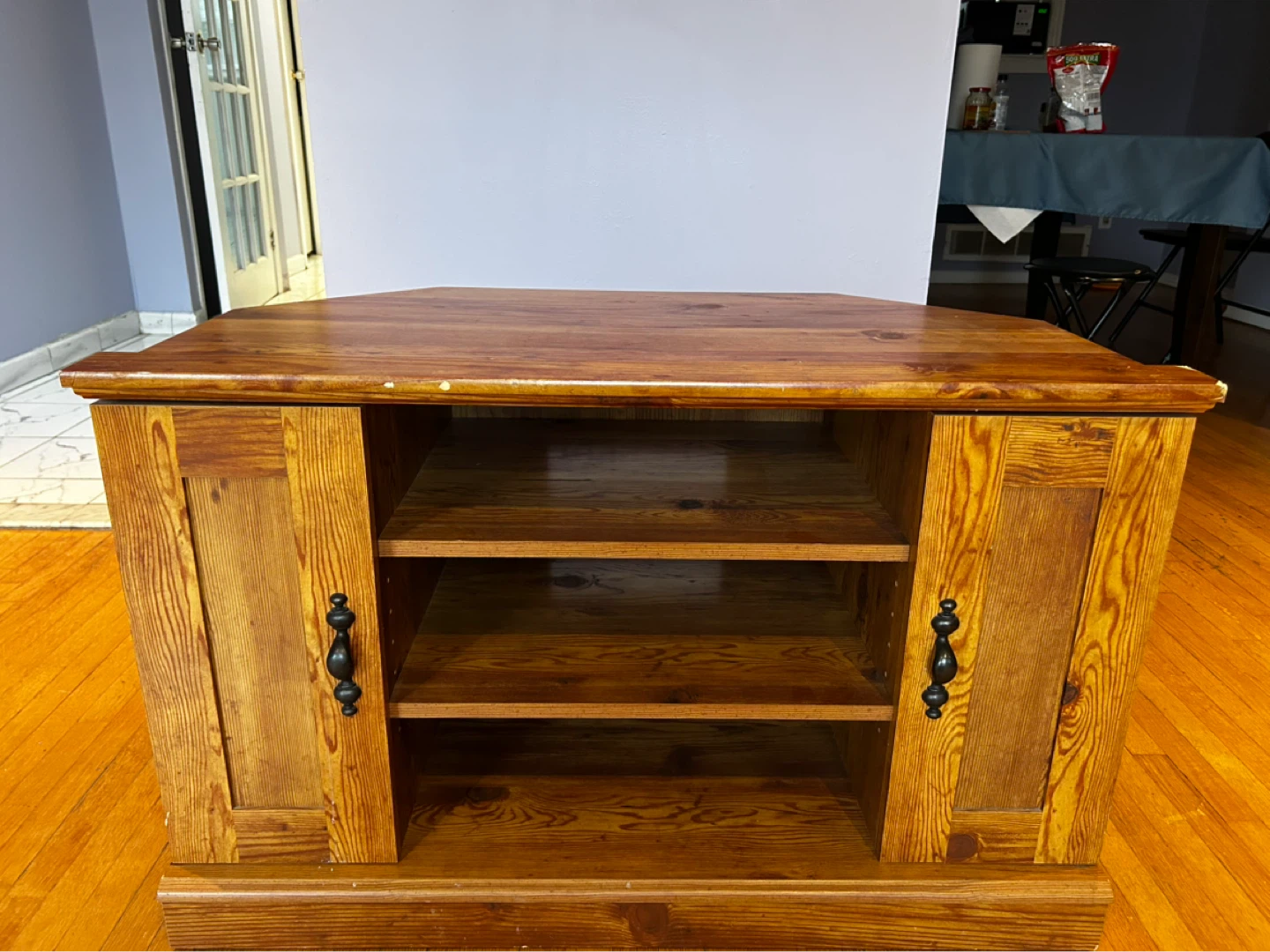 Wooden Corner TV Stand - photo 2