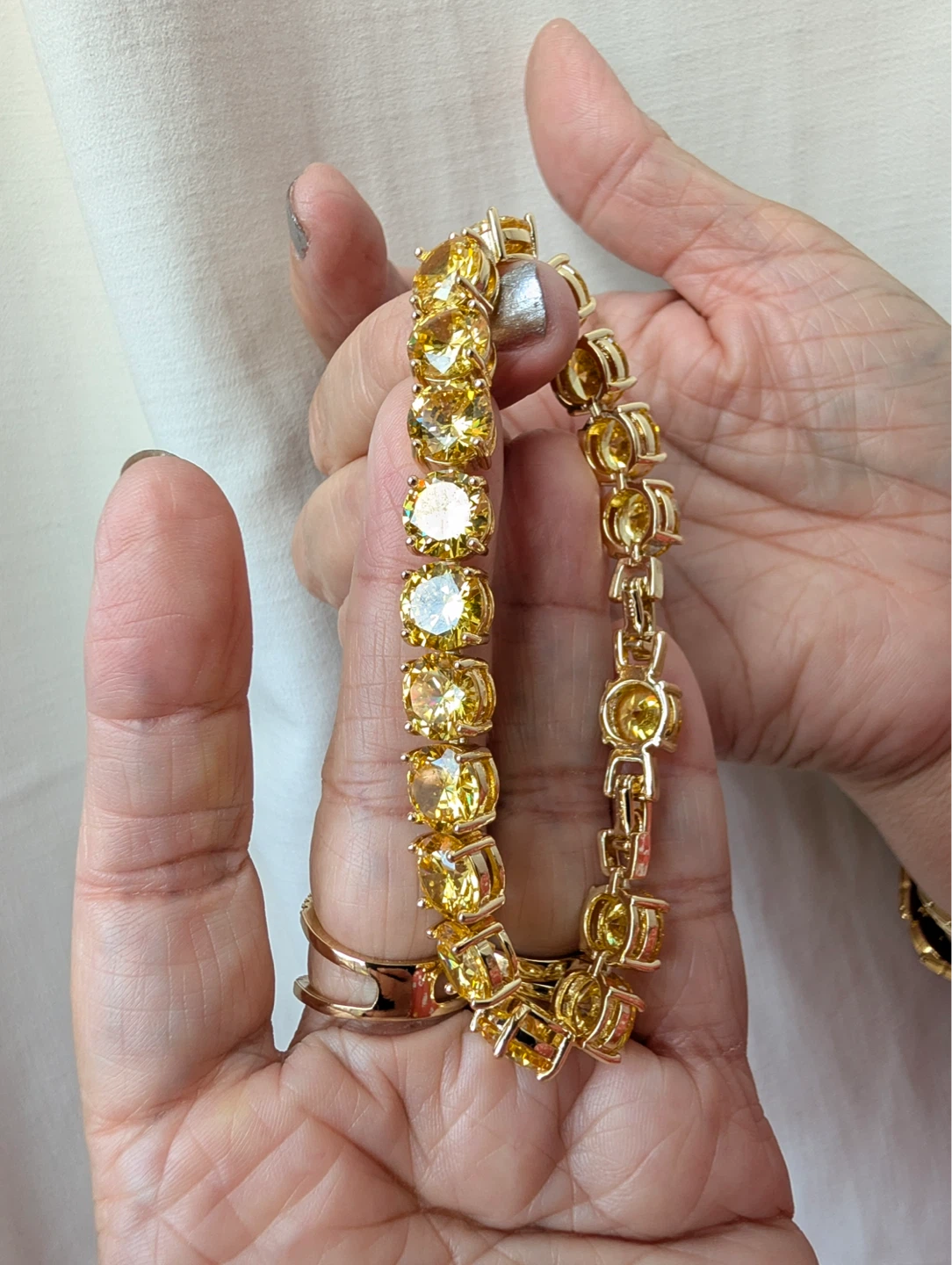 Tennis Bracelet with Yellow Crystals