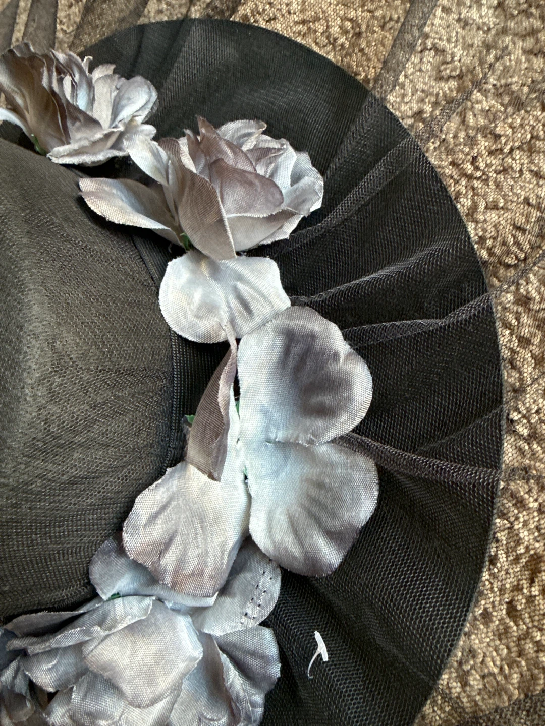 Black Floral Netting Hat - photo 3