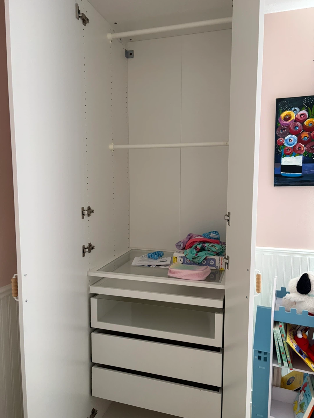 White Wardrobe with Shelves and Drawers - photo 5