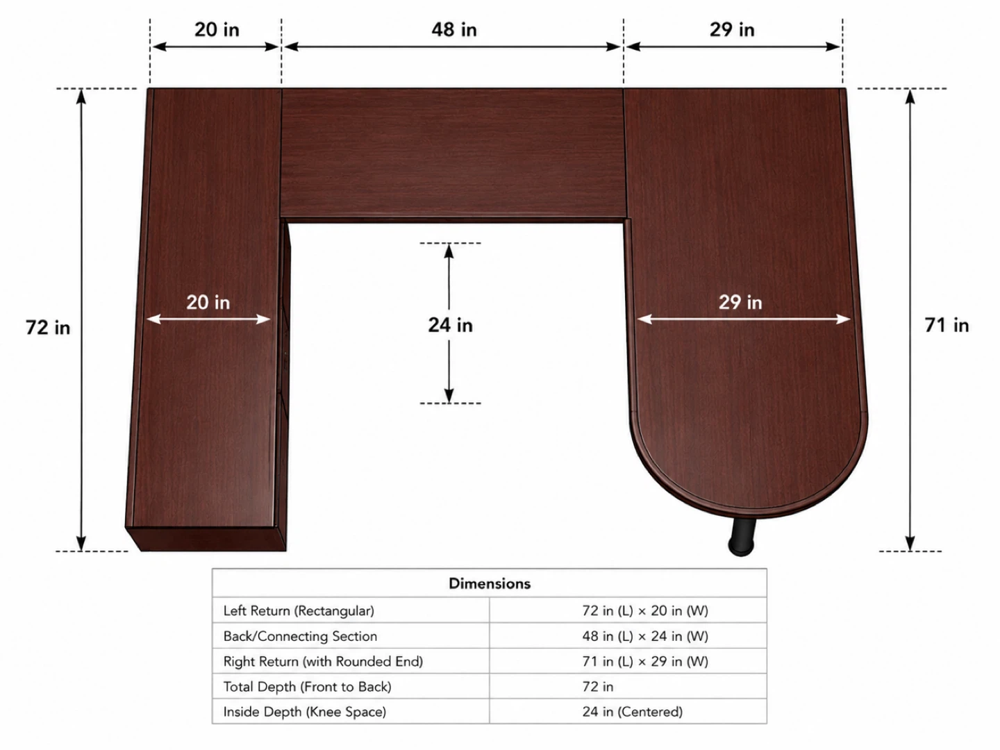 U-Shaped Executive Desk - Cherry Finish - photo 2