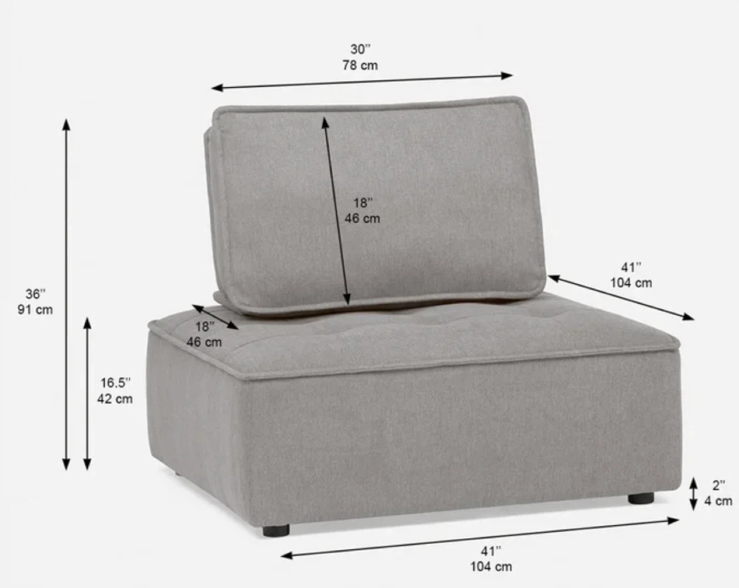 Stuctube Grey Fabric Tufted Square Ottoman or Floor Cushion - photo 5