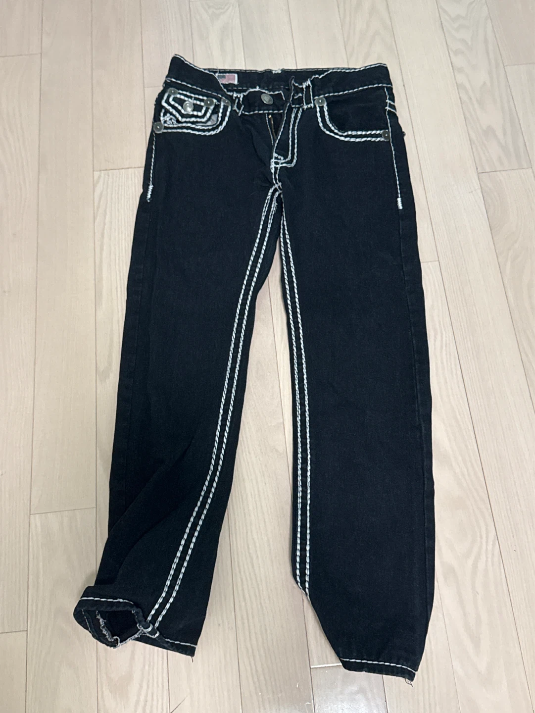 True Religion Black Jeans with White Stitching