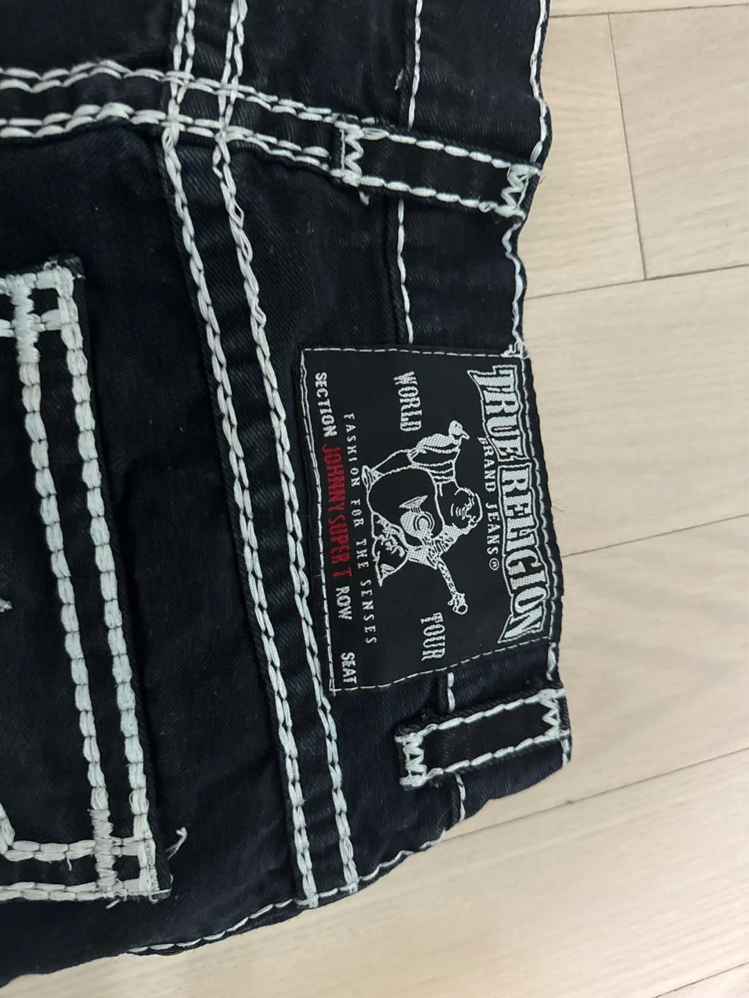 True Religion Black Jeans with White Stitching - photo 3