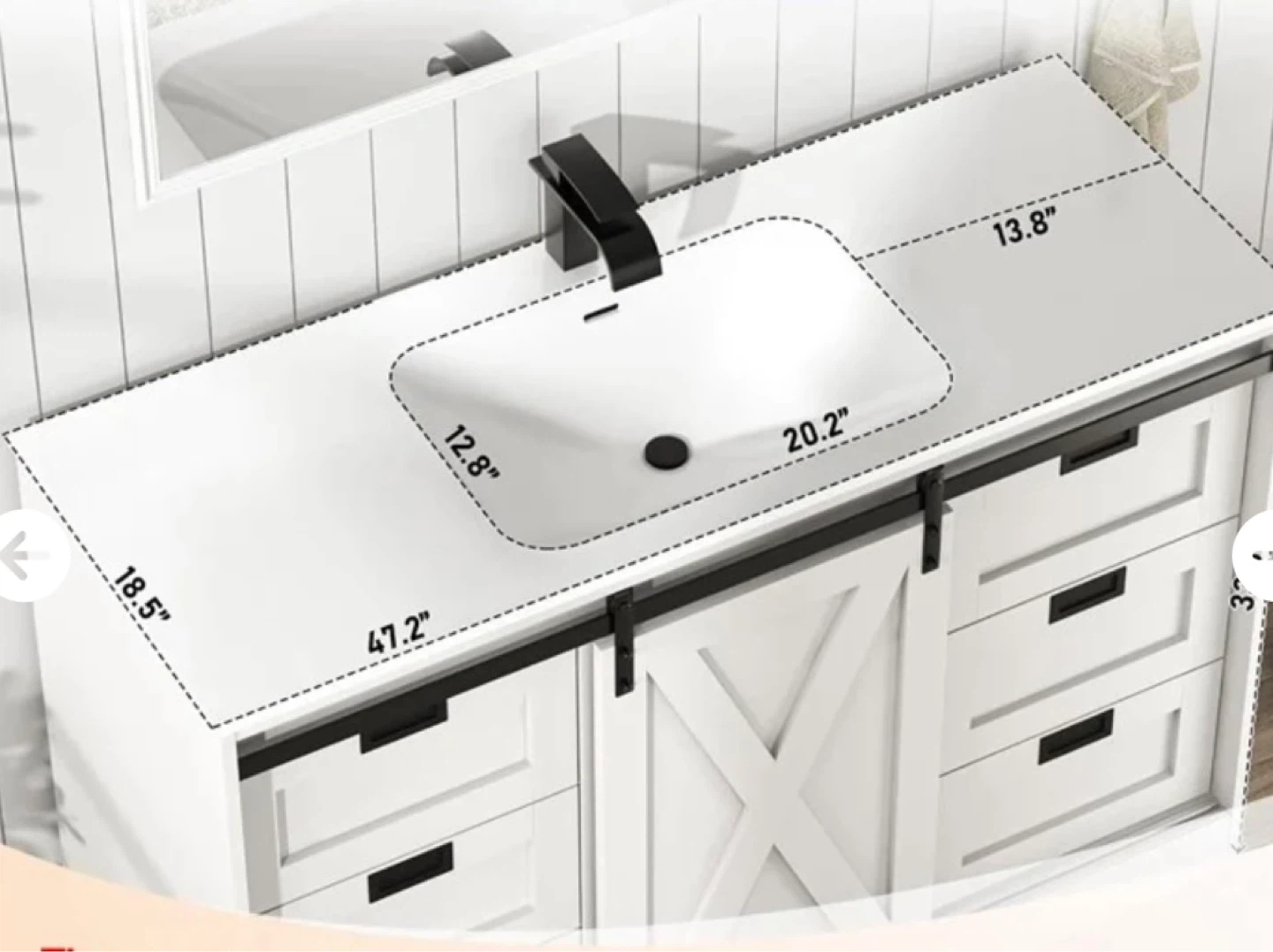 St.Mandyu 48" Bath Vanity with Sink, White