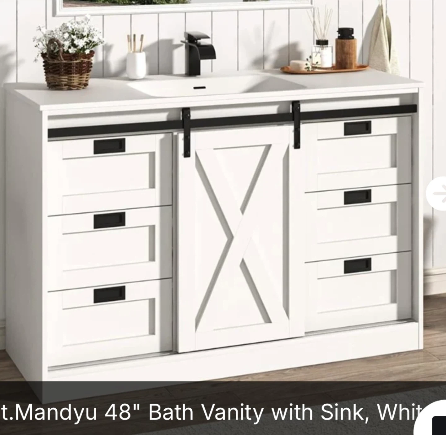 St.Mandyu 48" Bath Vanity with Sink, White - photo 2