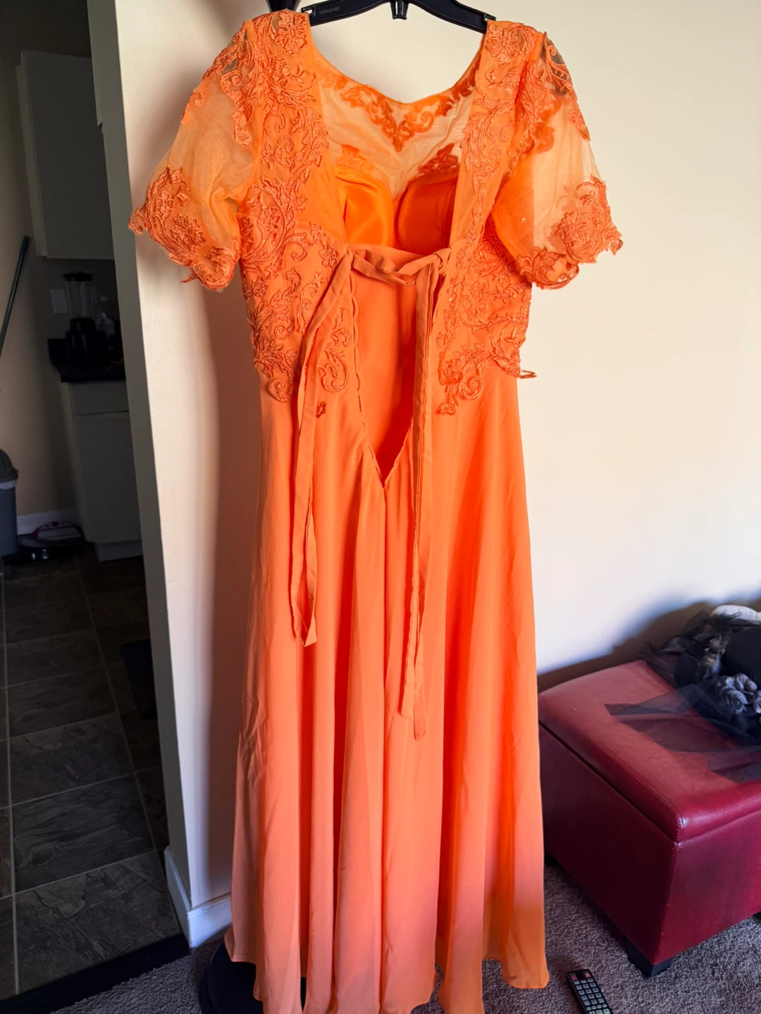 Orange Lace Embellished Maxi Dress - photo 5