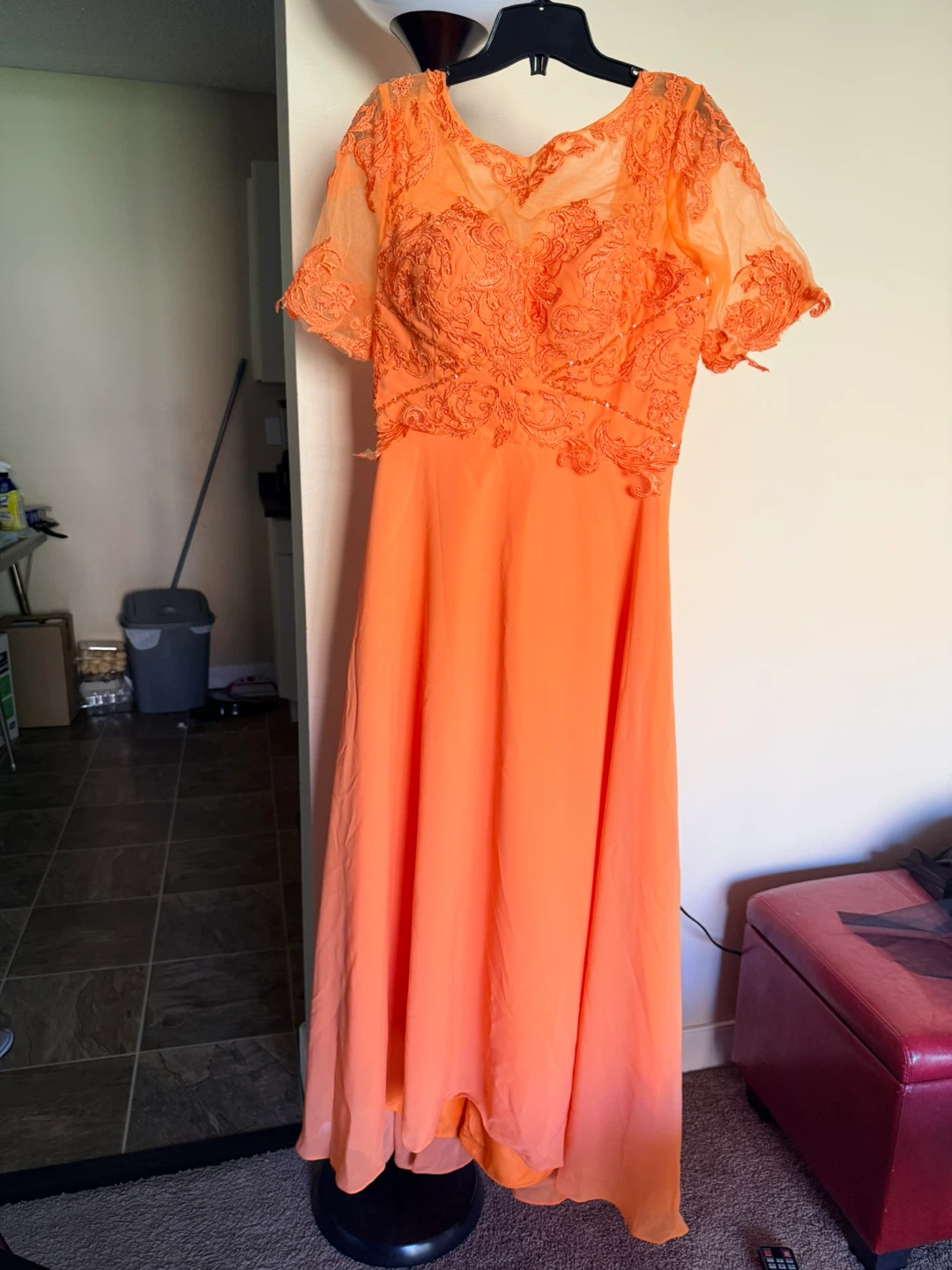 Orange Lace Embellished Maxi Dress - photo 2