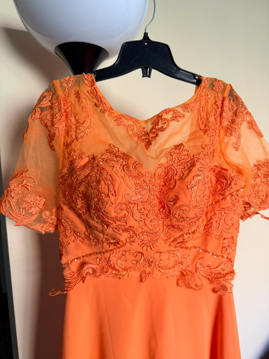 Orange Lace Embellished Maxi Dress - photo 3